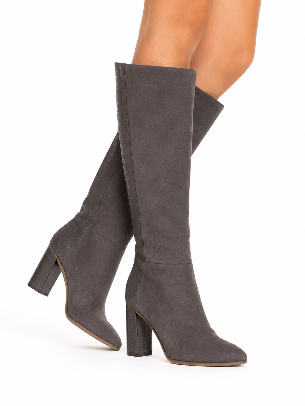 Isaac Mizrahi Vintage Y2K Gray Suede Knee-High Block Heel Boots Women’s Size 7